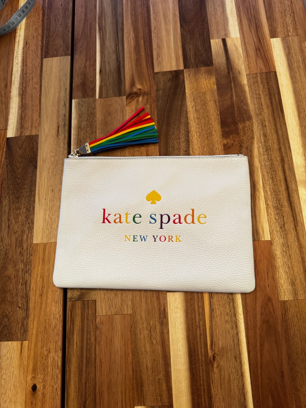Kate Spade Rainbow Logo Tassel Pouch / Clutch | Never Used